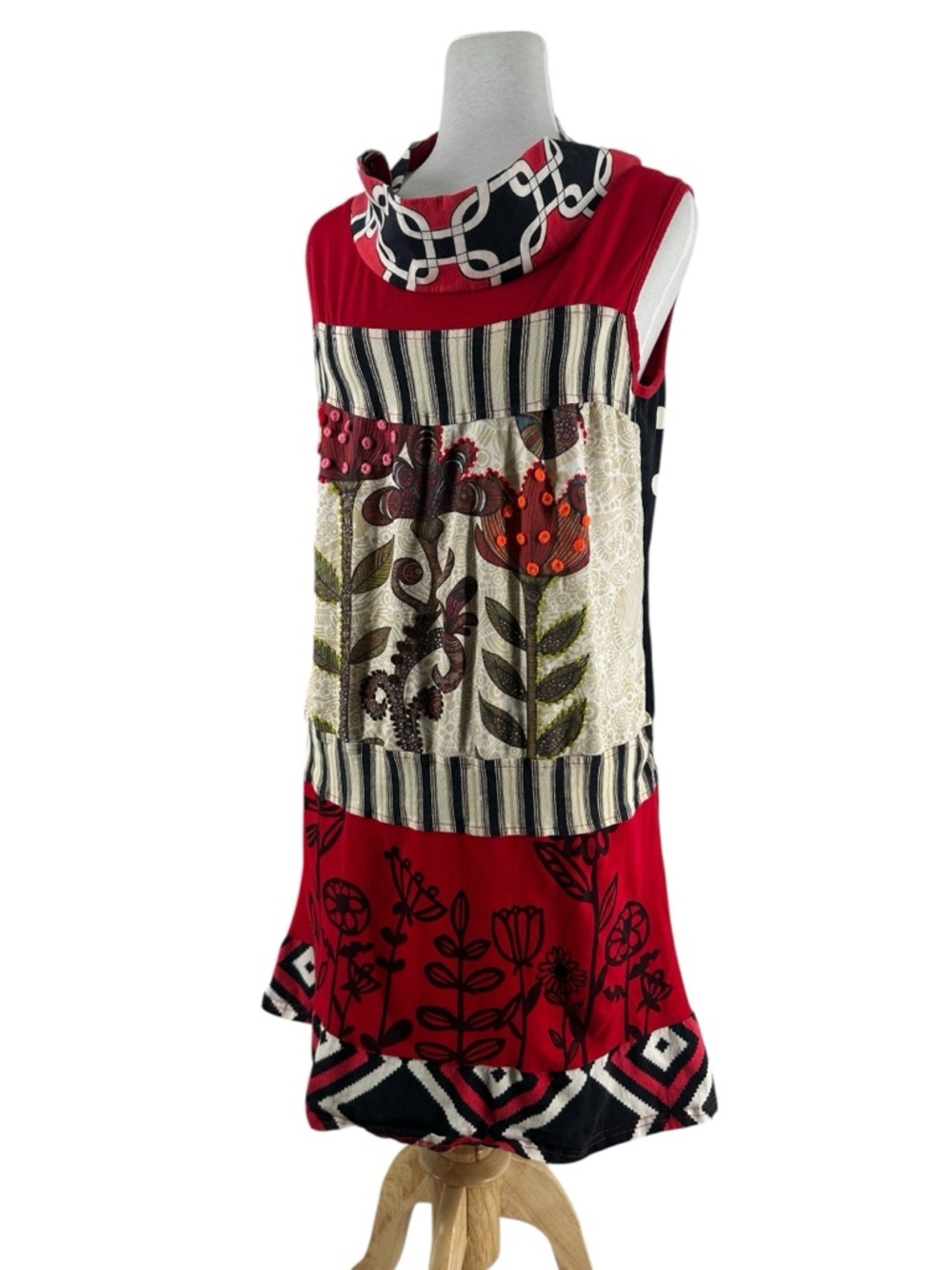Savage Culture Boho Patchwork Tunic Dress Mini Sleeveless Lagelook Artsy Chic - Picture 7 of 10